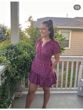 Anthropologie Women’s Purple Short Sleeve Smocked Waist Dress